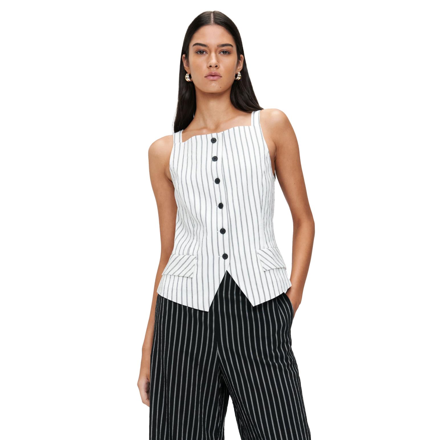 Veronika Maine Soft Pinstripe Vest